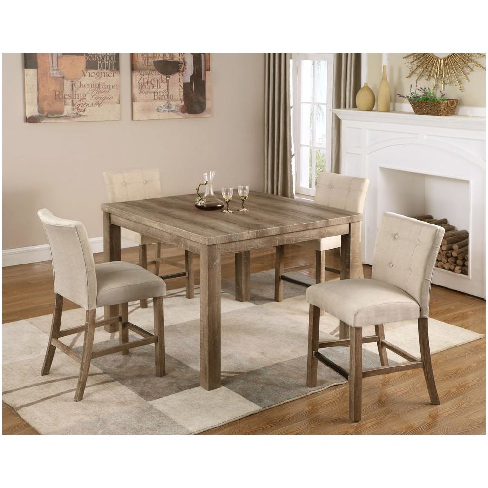 Best Master Hadley Solid Wood Counter Height Chair - Light Gray/Beige (Set of 2)
