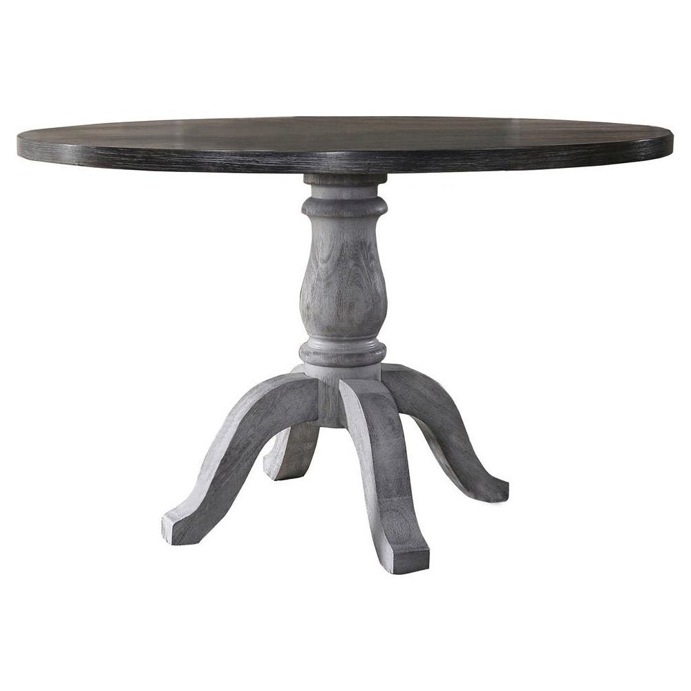 Best Master Farmhouse Style Wood Round Dining Table in Weathered Gray