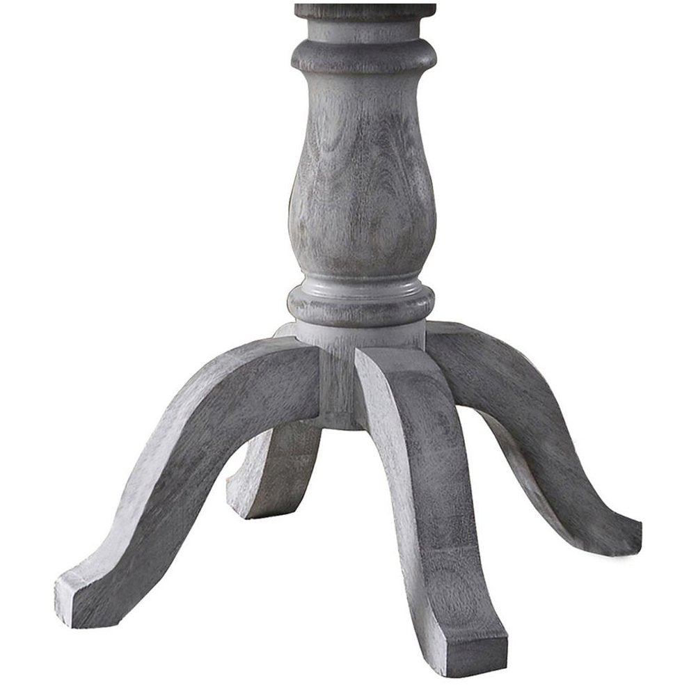 Best Master Farmhouse Style Wood Round Dining Table in Weathered Gray