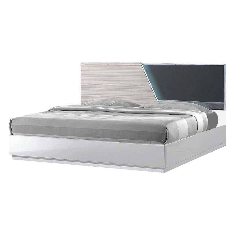 Best Master Manchester Poplar Wood Queen Platform Bed in Zebra/Gray