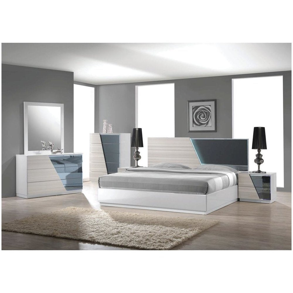 Best Master Manchester Poplar Wood Queen Platform Bed in Zebra/Gray