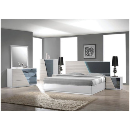 Best Master Manchester 5-Piece Wood East King Bedroom Set in Zebra/White