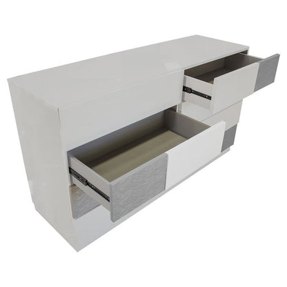 Best Master Naple 5-Piece Poplar Wood Queen Platform Bedroom Set Gray/Silver