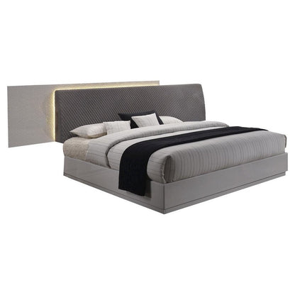 Best Master Naple Poplar Wood Queen Platform Bed in Gray/Silver Line