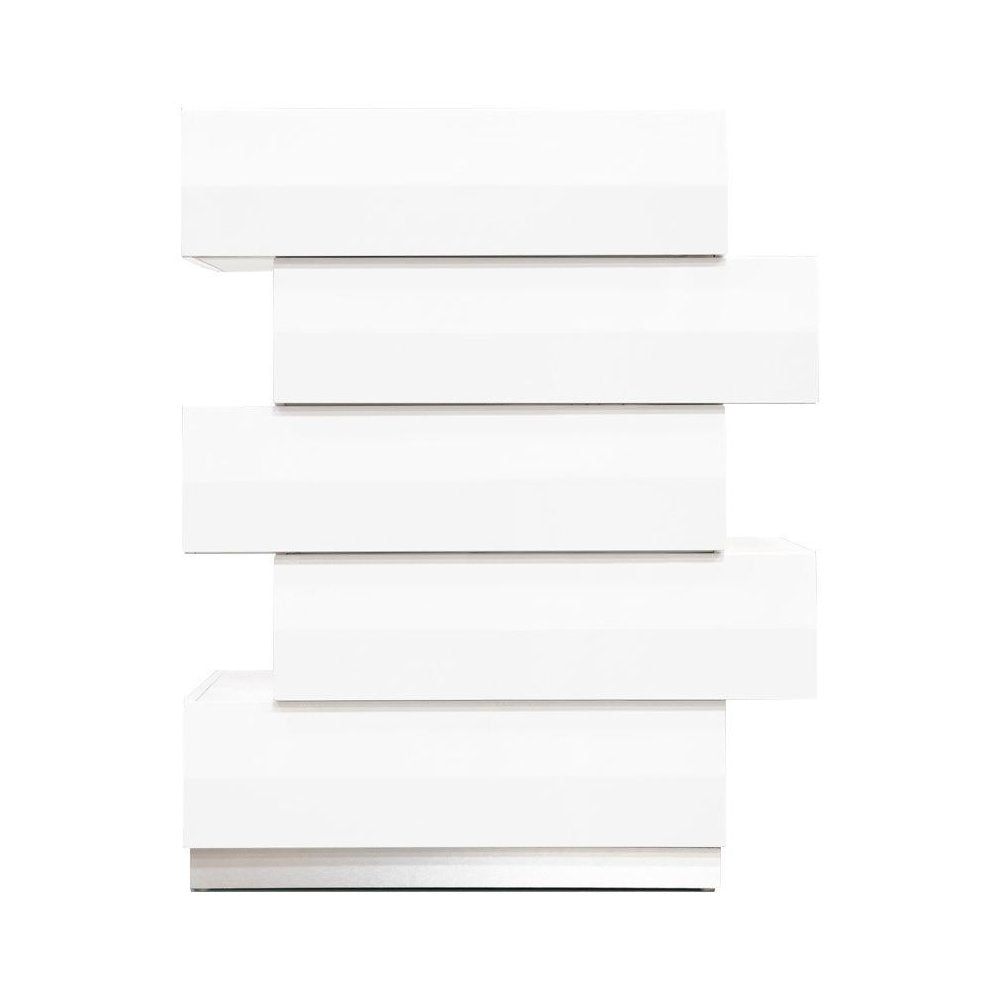 Best Master Spain 5-Drawer Poplar Wood Bedroom Chest in White/Silver Base