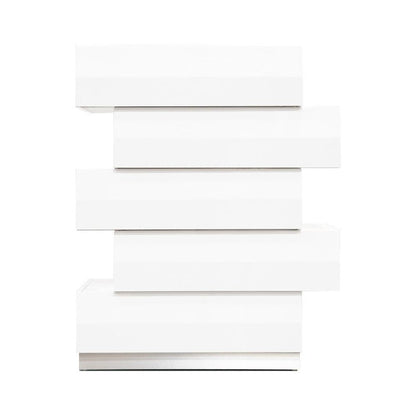Best Master Spain 5-Drawer Poplar Wood Bedroom Chest in White/Silver Base
