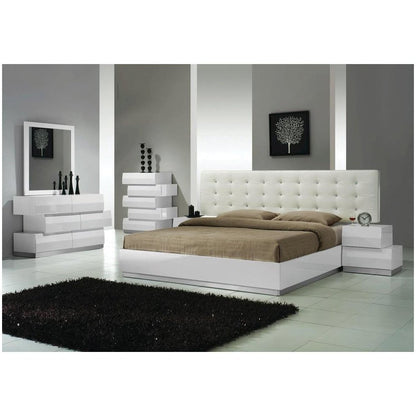 Best Master Spain 5-Drawer Poplar Wood Bedroom Chest in White/Silver Base