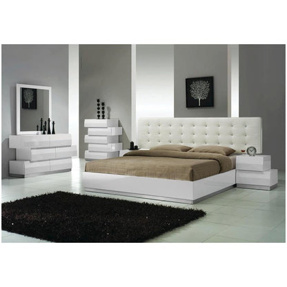 Best Master Spain 5-Piece Engineered Wood Cal King Bedroom Set in White Gloss