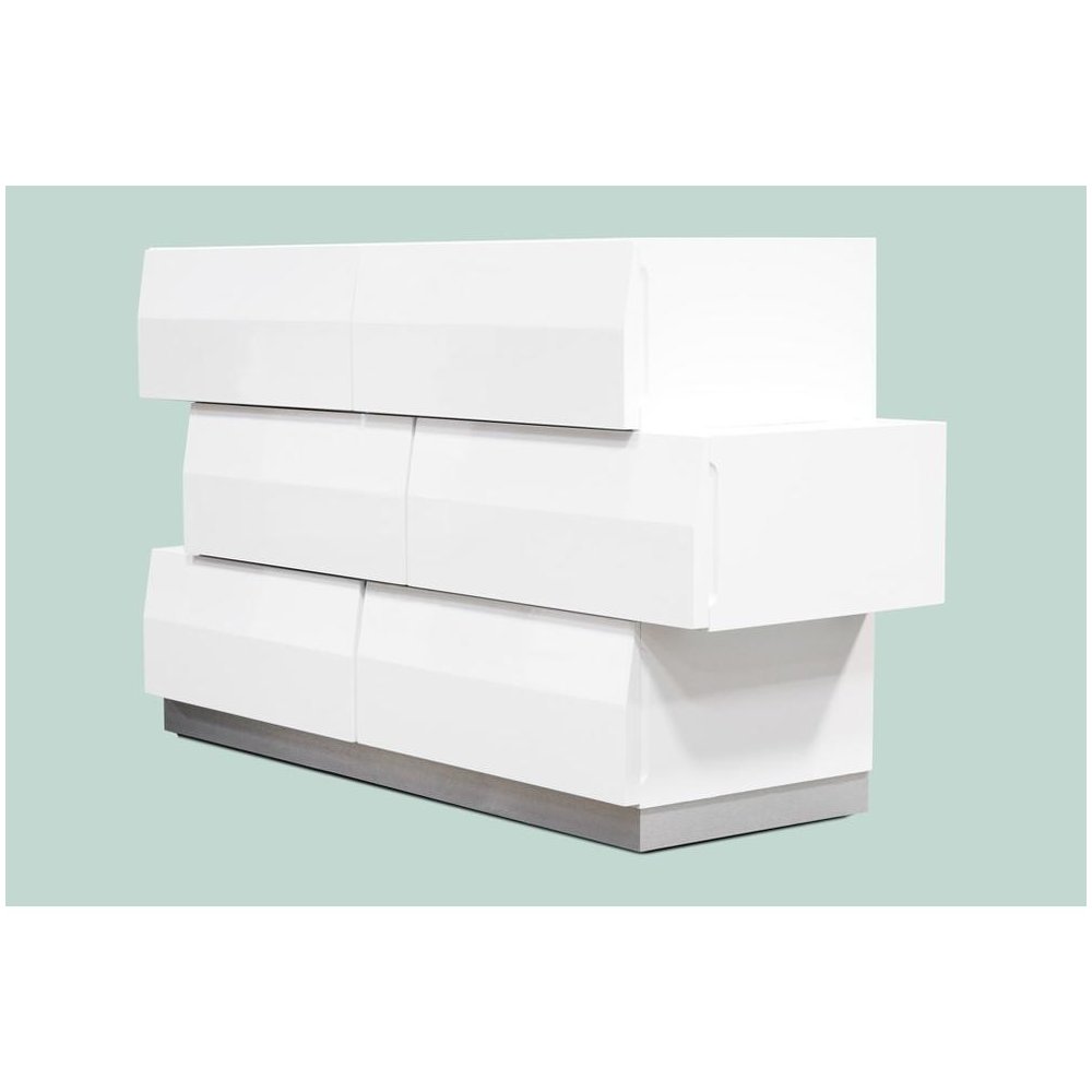 Best Master Spain 5-Piece Engineered Wood Cal King Bedroom Set in White Gloss