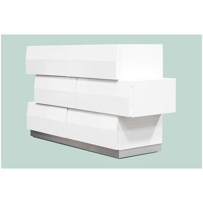 Best Master Spain 5-Piece Engineered Wood East King Bedroom Set in White Gloss