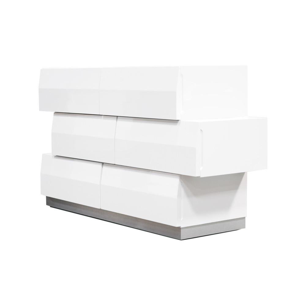 Best Master Spain 2-Piece Poplar Wood Dresser and Mirror Set - White/Silver Base