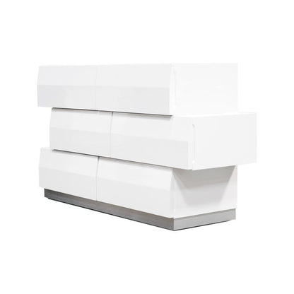 Best Master Spain 2-Piece Poplar Wood Dresser and Mirror Set - White/Silver Base