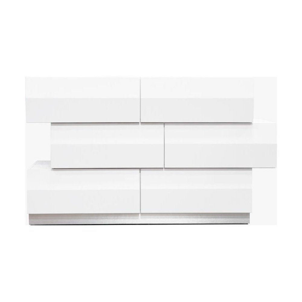 Best Master Spain 2-Piece Poplar Wood Dresser and Mirror Set - White/Silver Base