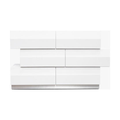 Best Master Spain 2-Piece Poplar Wood Dresser and Mirror Set - White/Silver Base