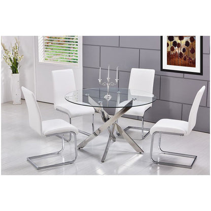 Best Master Alison 5-Piece Modern Glass Top Dinette Set in White