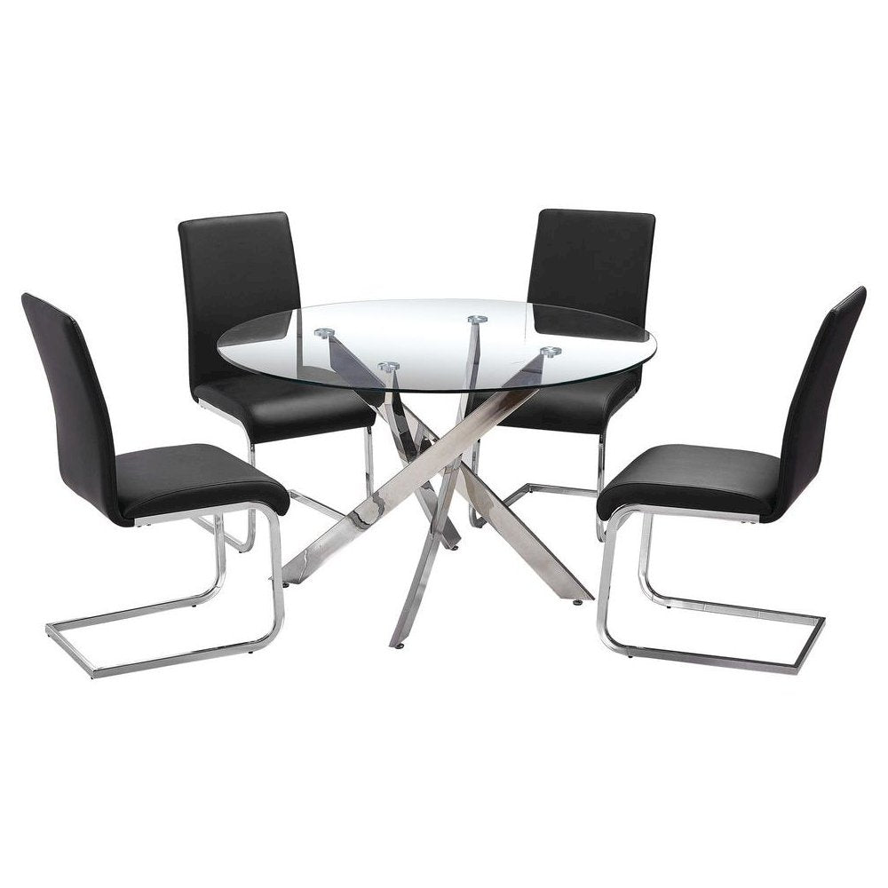 Best Master Alison 5-Piece Modern Glass Top Dinette Set in Black
