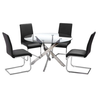 Best Master Alison 5-Piece Modern Glass Top Dinette Set in Black