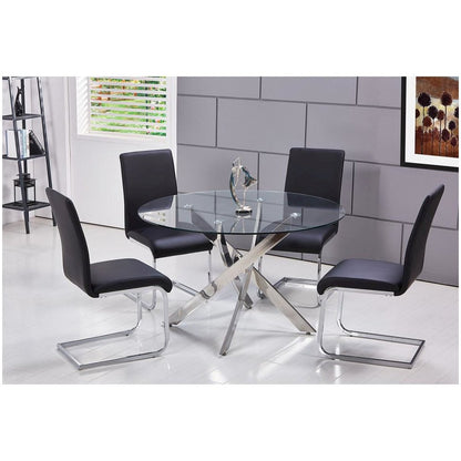 Best Master Alison 5-Piece Modern Glass Top Dinette Set in Black