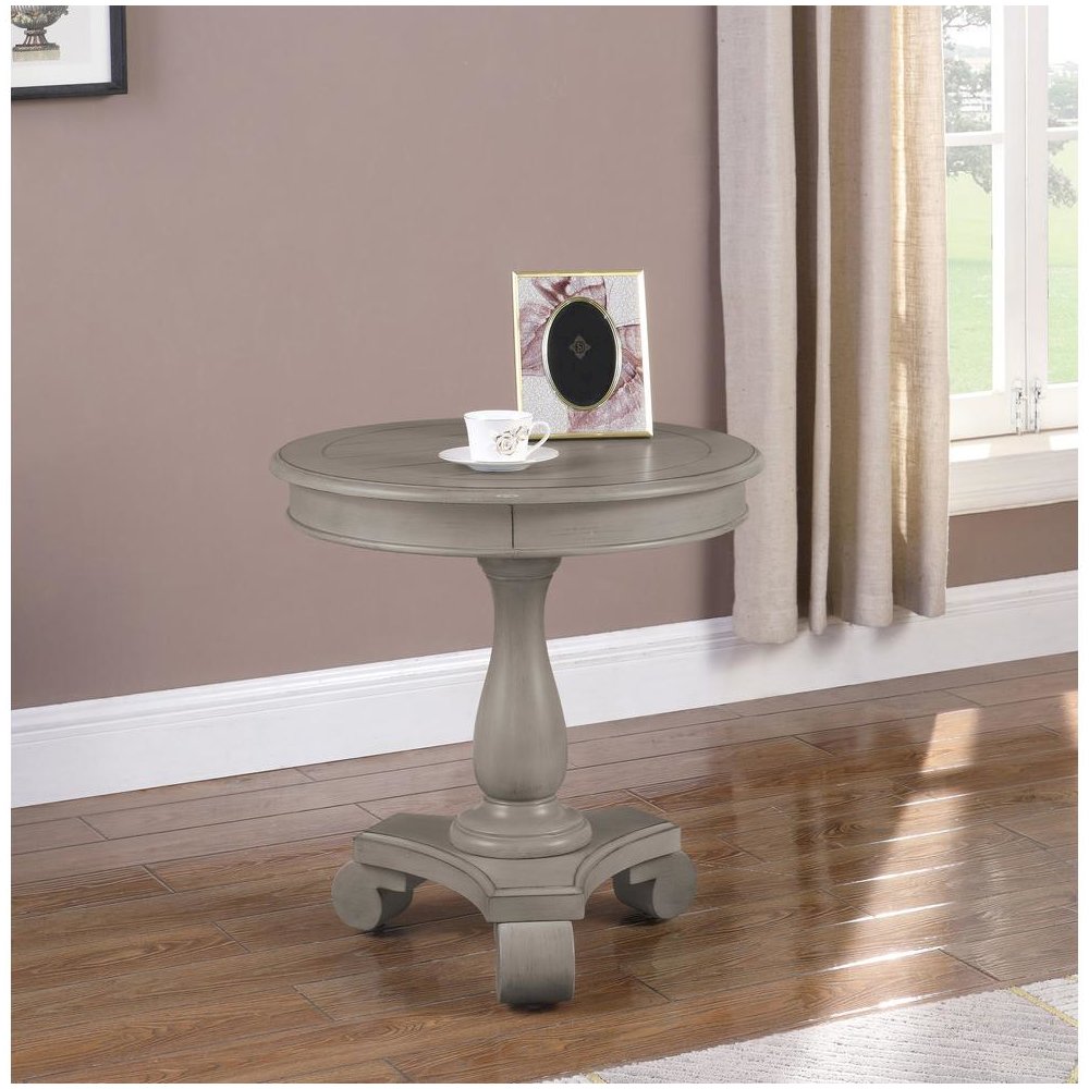Best Master Furniture Engineered Wood Round End Table in Antique Gray