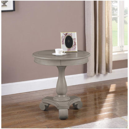 Best Master Furniture Engineered Wood Round End Table in Antique Gray
