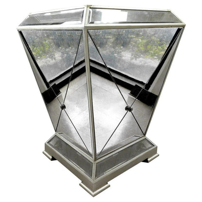 Best Master Round Glass Dining Table in Mirror Base with Bronze