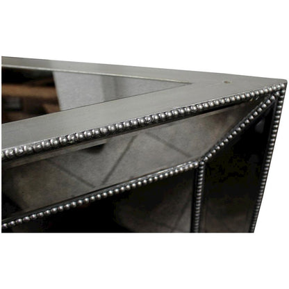 Best Master Nicolette 96" Solid Wood Dining Table in Mirrored Silver