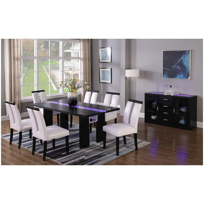 Best Master Zendaya Solid Wood Dining Table in Black Wood with LED Lights