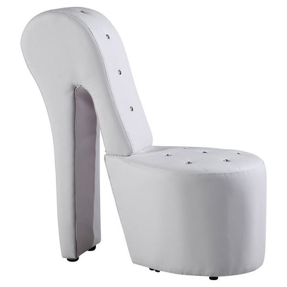 Best Master High Heel Faux Leather Crystal Studs Shoe Chair in White