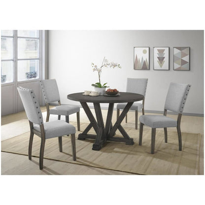 Best Master 5-Piece Solid Wood Round Dinette Set in Antique Rustic Gray