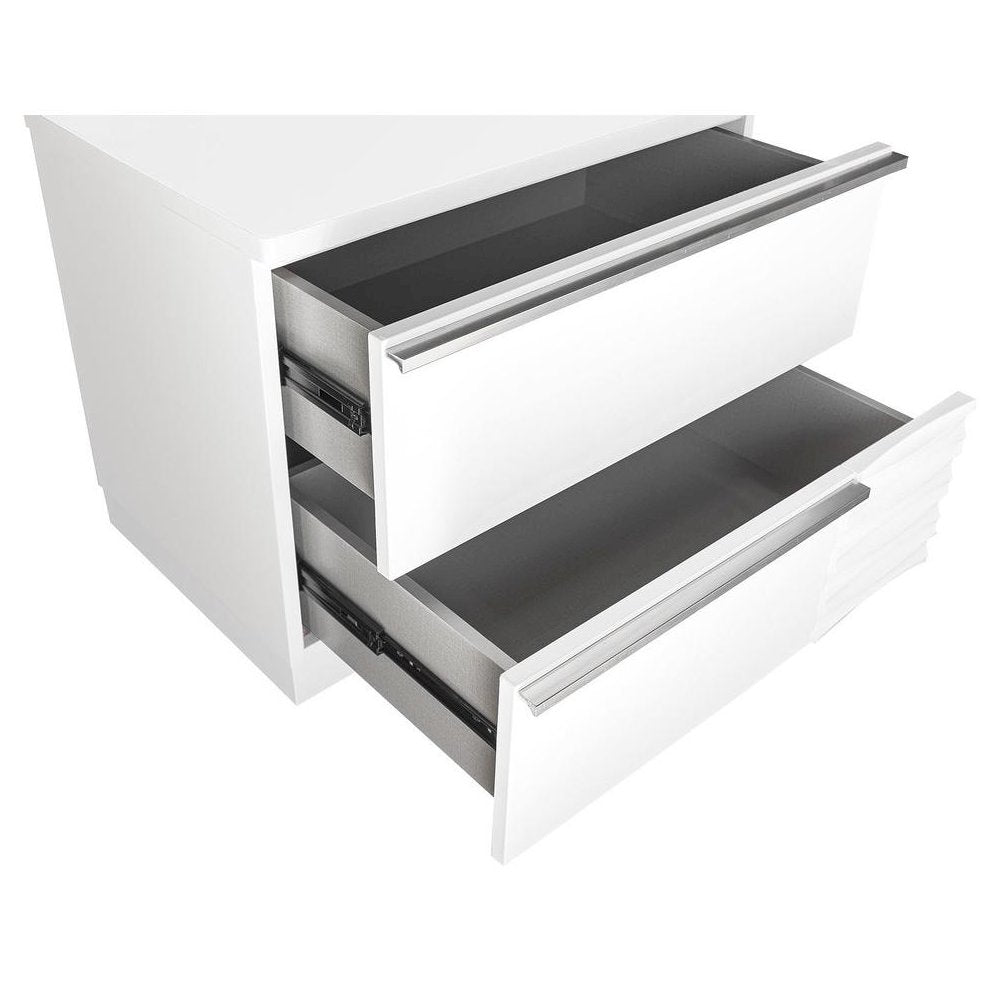 Best Master Athens 2-Drawer Poplar Wood Bedroom Nightstand in White Lacquer