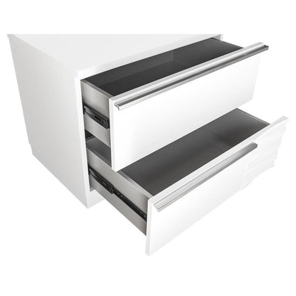 Best Master Athens 2-Drawer Poplar Wood Bedroom Nightstand in White Lacquer