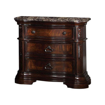 Barney 5-Piece Traditional Walnut With Marble Bedroom Set