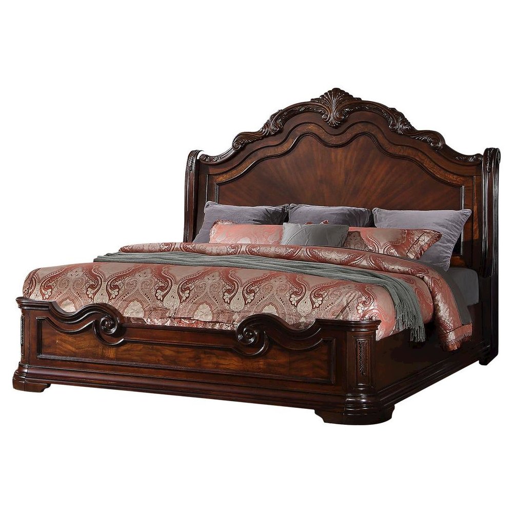 Best Master Barney's Traditional Wood Eastern King Bed in Walnut