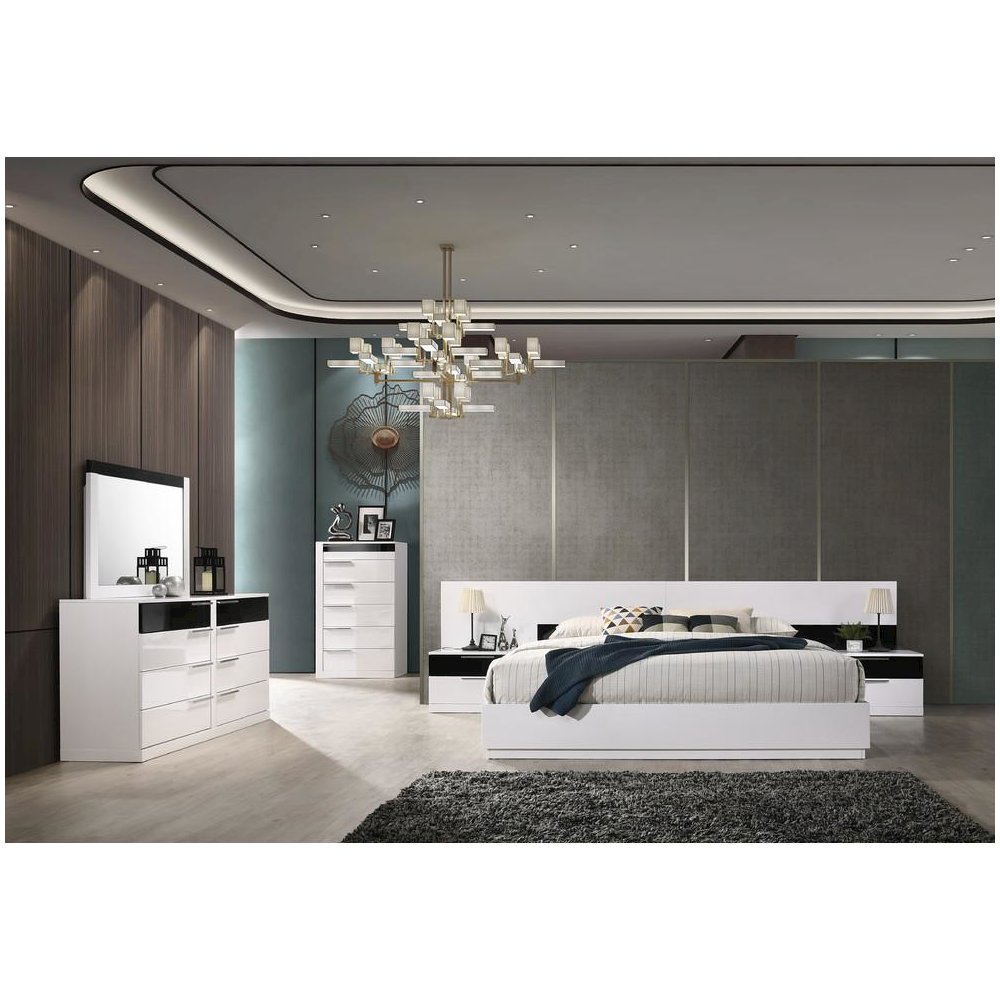 Best Master Bahamas 5-Piece Eastern King Platform Bedroom Set in White/Black