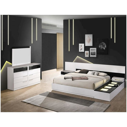 Best Master Bahamas Poplar Wood Queen Platform Bed in Black/White