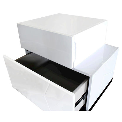 Best Master Poplar Wood Right-Facing Bedroom Nightstand in White/Black