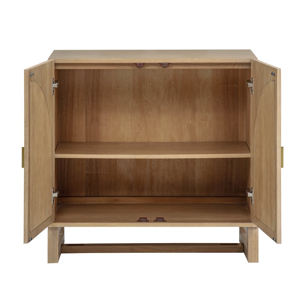 31" Wide 2-Door Accent Cabinet Natural Oak Wood Finish Boho Modern Sideboard