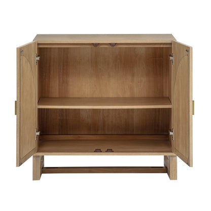 31" Wide 2-Door Accent Cabinet Natural Oak Wood Finish Boho Modern Sideboard