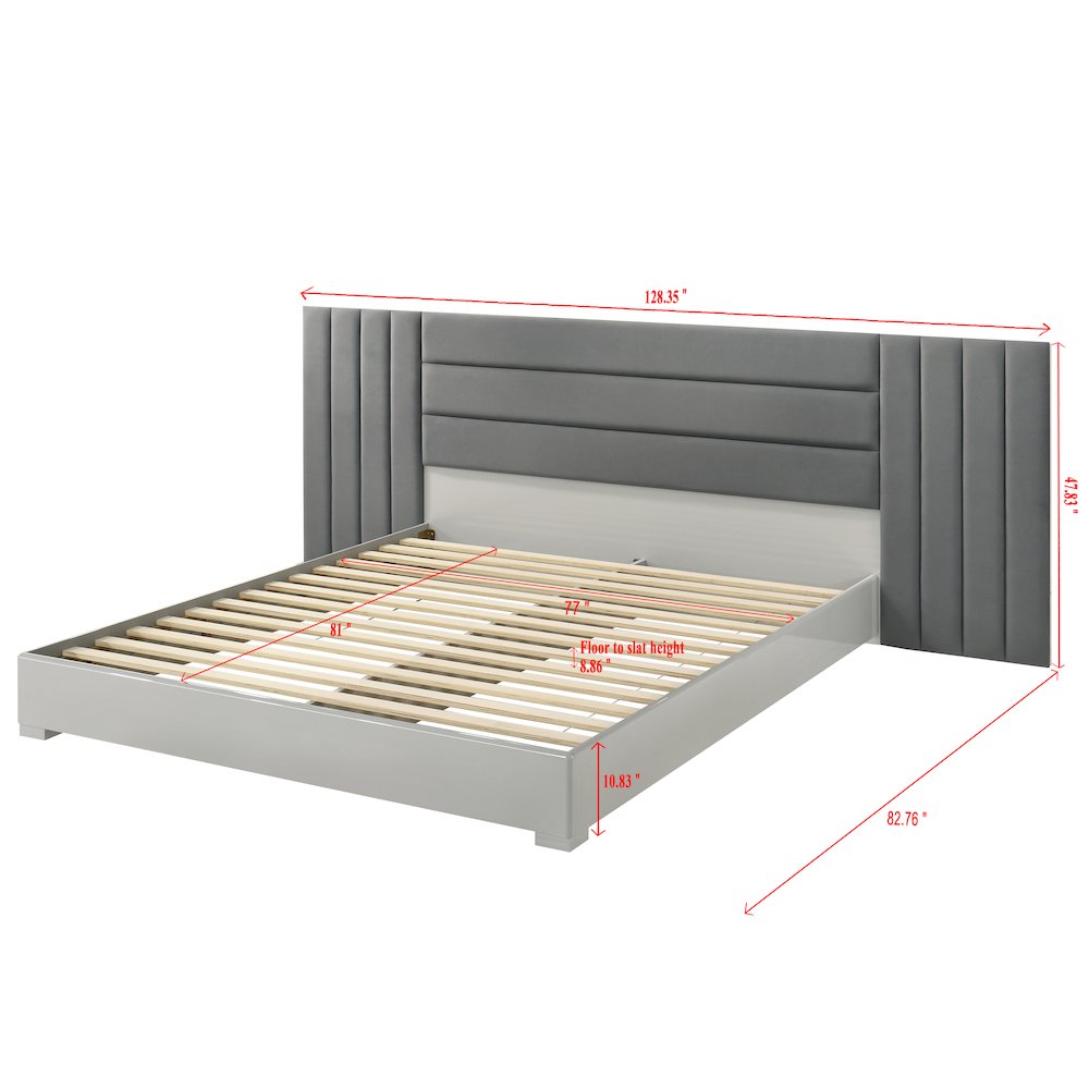 83" Eastern King Bed Frame, Fabric Channel Tufted Headboard