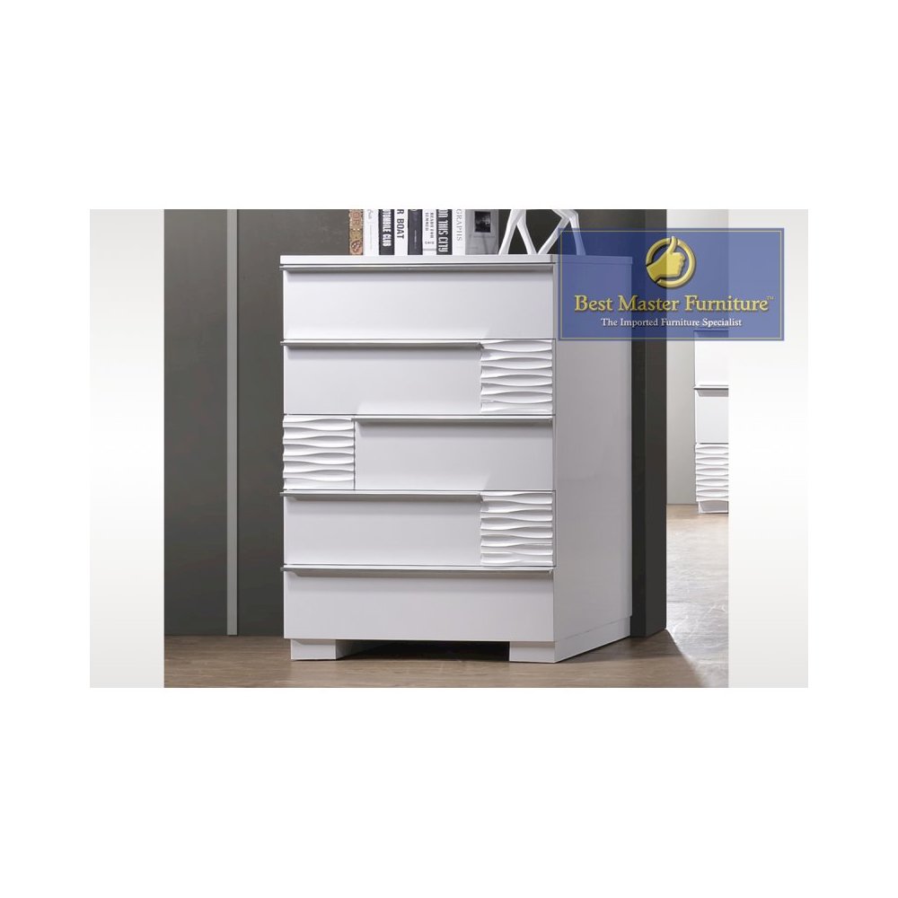 Best Master Athens 5-Piece California King Platform Bedroom Set in White Lacquer