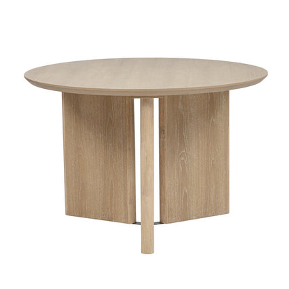 46" Round Dining Table Mid Century Modern Natural Ash Veneer Wood Top