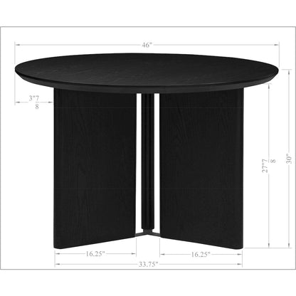 5-Piece Dining Set, Round Table and 4 Upholstered Chairs, Mid Century Modern