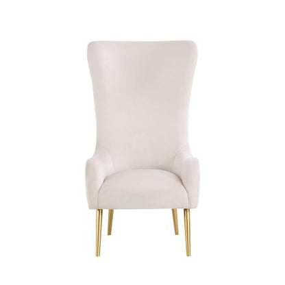 Venetian Cream Tufted Velvet High Back Arm Chair
