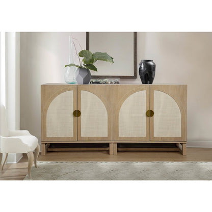 31" Wide 2-Door Accent Cabinet Natural Oak Wood Finish Boho Modern Sideboard