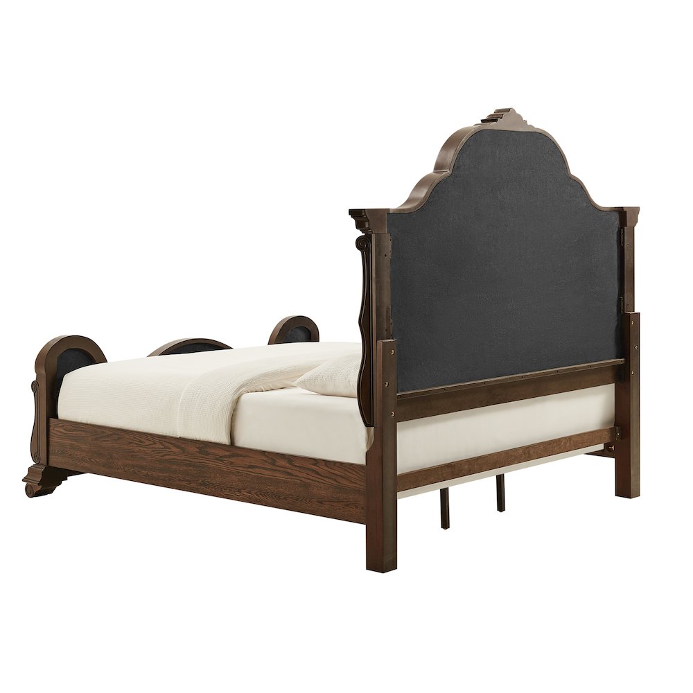 Belvedere Eastern King Platform Bed Frame, Tufted Headboard - Dark Cherry Finish