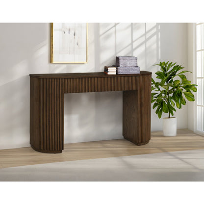 52" Wide Modern Fluted Console Table Mid Century, Brown