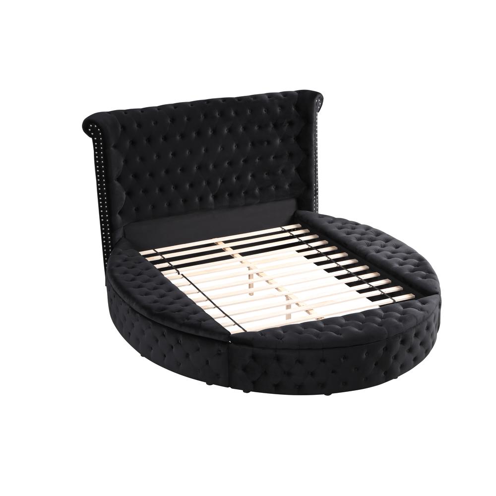 Best Master Furniture Isabella Velvet Platform King Bed with Storage in Black