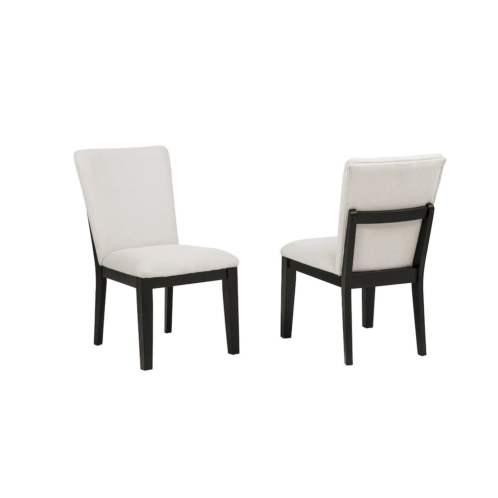 5-Piece Dining Set, Round Table and 4 Upholstered Chairs, Mid Century Modern