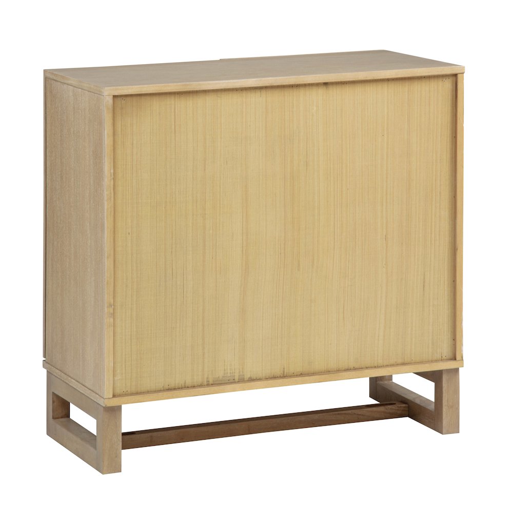 31" Wide 2-Door Accent Cabinet Natural Oak Wood Finish Boho Modern Sideboard