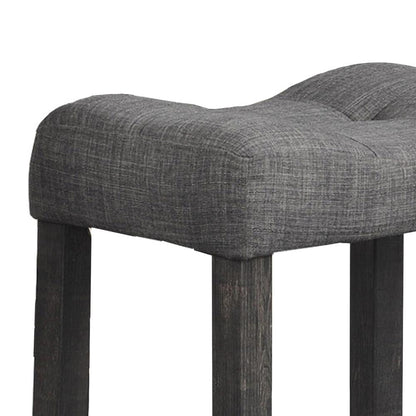 Vitaliya Black Charcoal Linen Counter Height Stools, Set of 2
